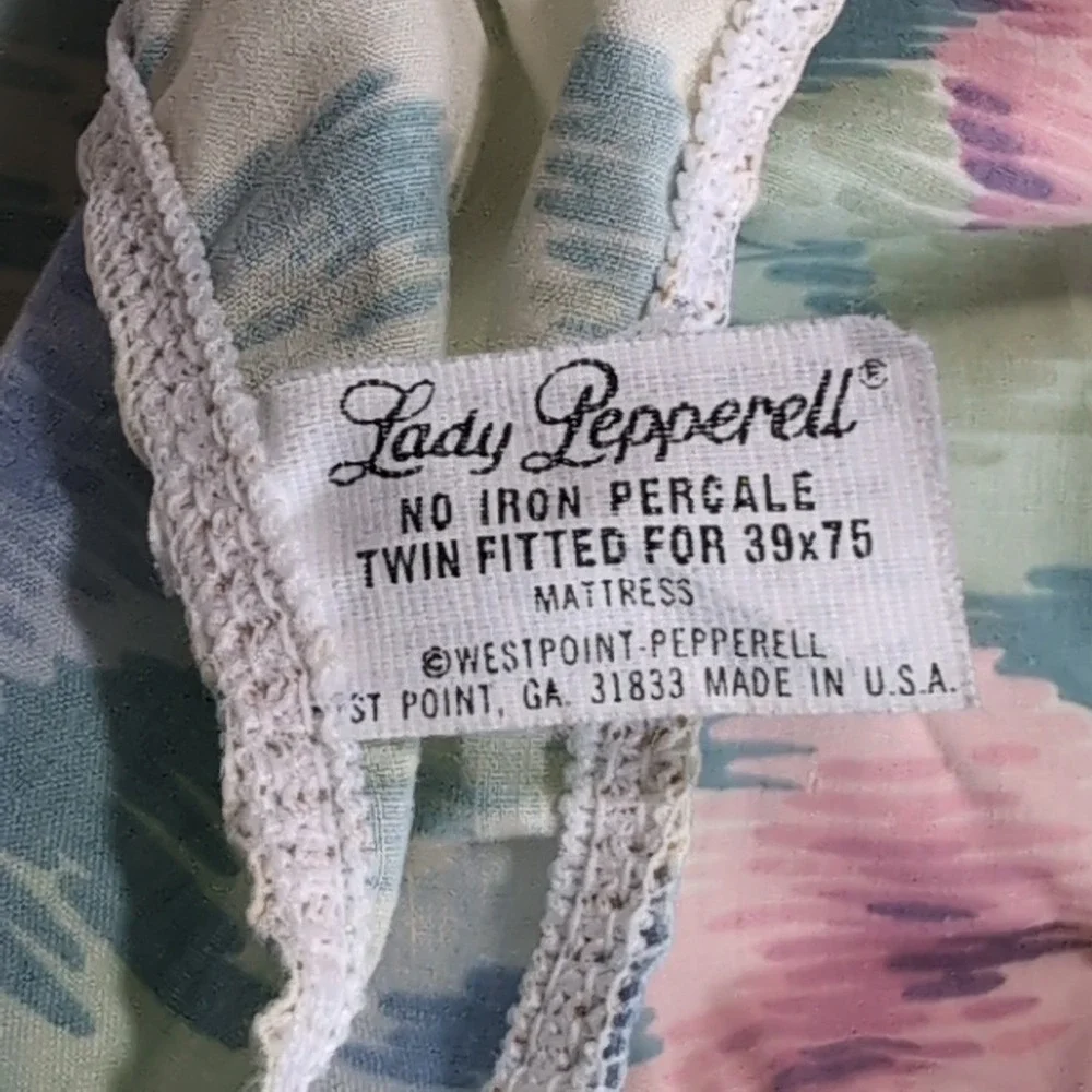 Lady Pepperell Sheet‎ Set Twin Cottage Floral Ikat Vintage Percale 3pc Made USA